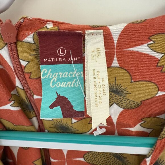 Matilda Jane Girls Floral Ruffle Dress Size L Orange & Green Polyester Blend - Picture 4 of 6